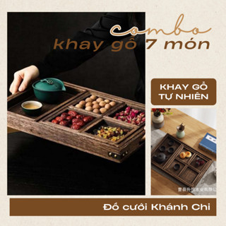 SET 7 món khay gỗ tự nhiên đựng bánh kẹo ngày Tết, decor đám cưới, ăn hỏi, trang trí phòng khách