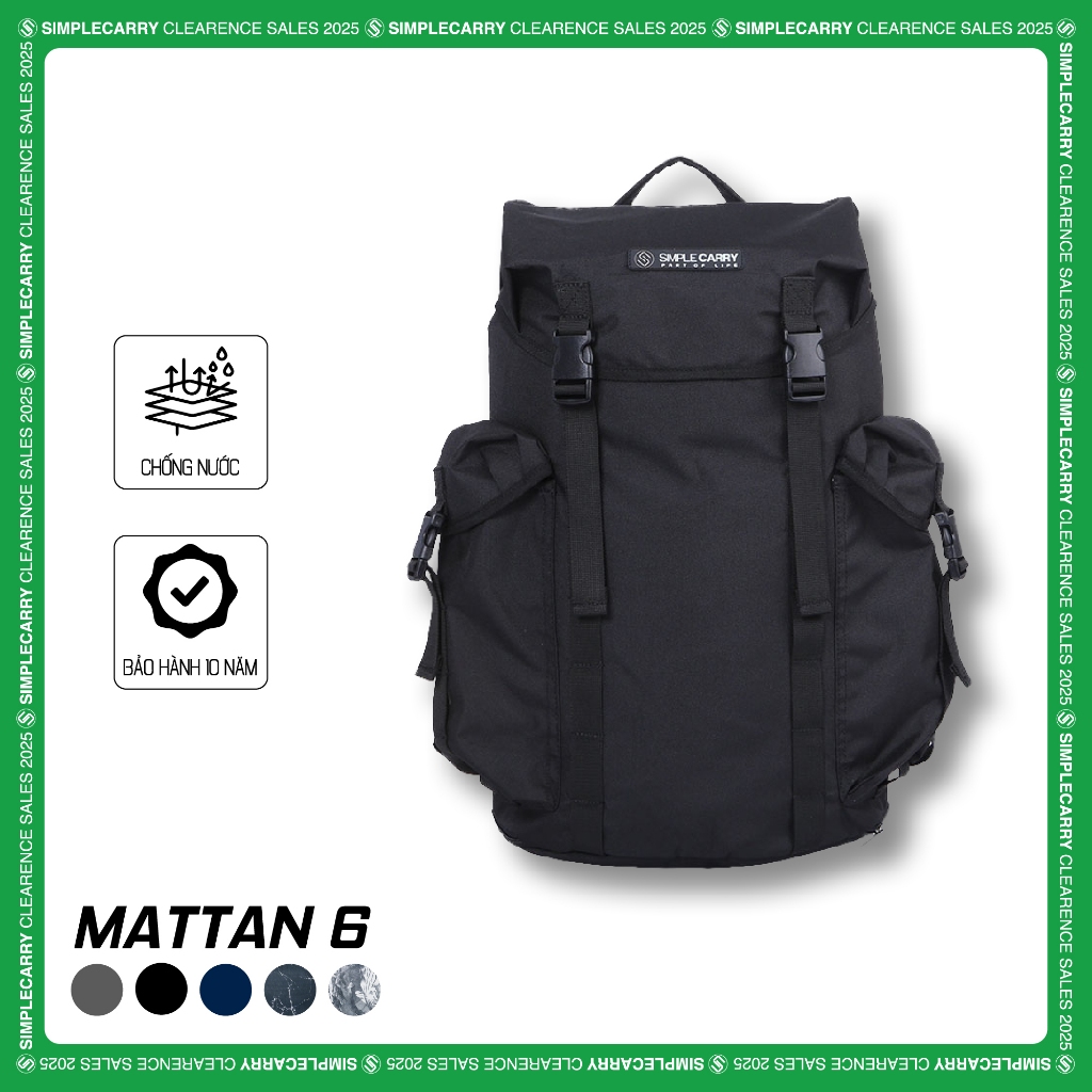 Balo Du Lịch Nam Nữ SimpleCarry Mattan 6 Thiết Kế Nhiều Ngăn, Ngăn Giấu, Ngăn Zip