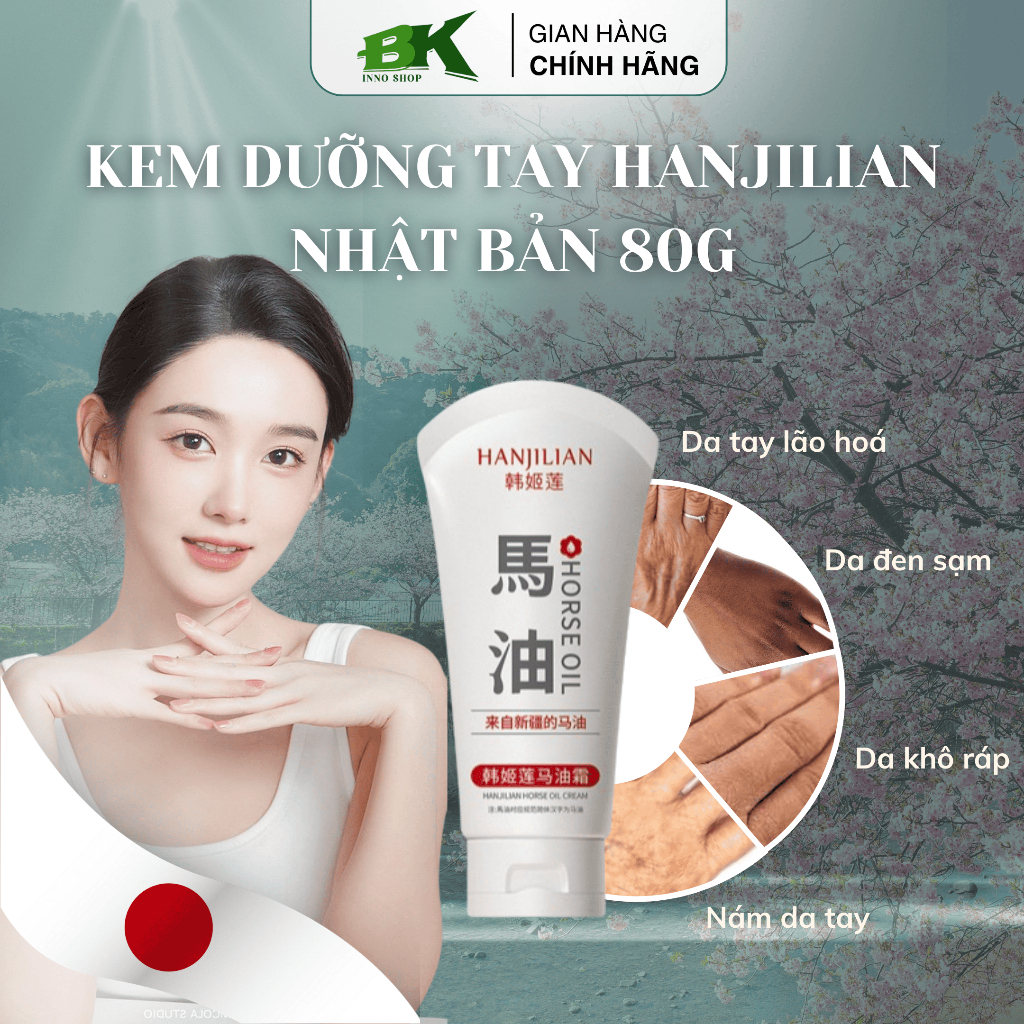 KEM DƯỠNG TRẮNG DA TAY CHÂN CAO CẤP HANJILIAN 80GR, KEM XOÁ NHĂN DA TAY BONG TRÓC, CHO ĐÔI TAY TRẮNG NUỘT, MỊN MÀNG |BK