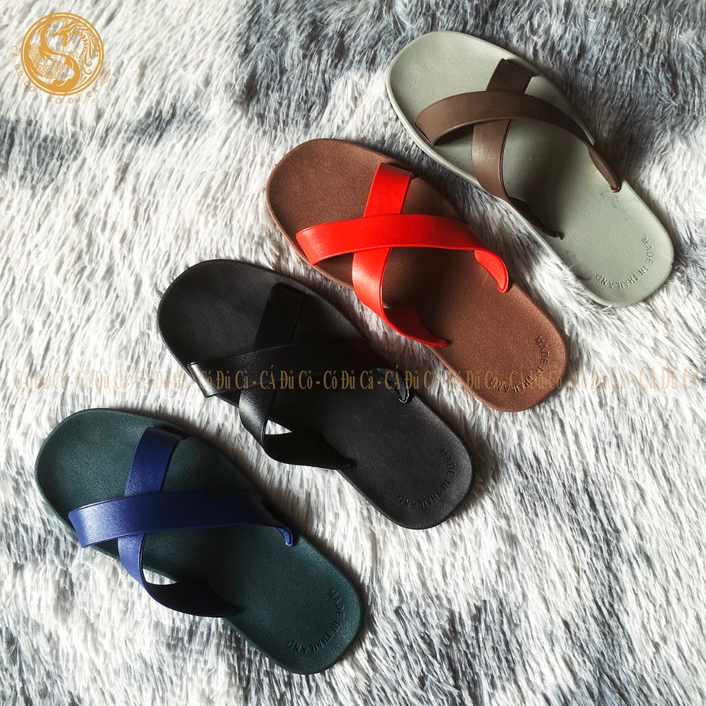 Dép quai chéo thái cao su đi biển dép lê nữ nam nhiều màu chống trơn trượt