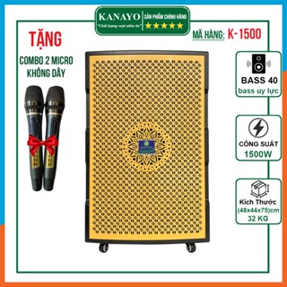 Loa Kéo KANAYO K-1500 850W Bass 40cm | Loa Công Suất Lớn Âm Mạnh Mẽ Tặng Kèm 2 Micro Chống Hú