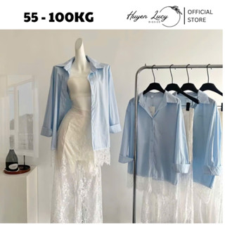 Áo sơ mi ren nữ bigsize CÓ TÚI chất vải nhiễn mượt mát đi biển chơi du lịch chụp ảnh hot trend Huyền Lucy Bigsize 2025