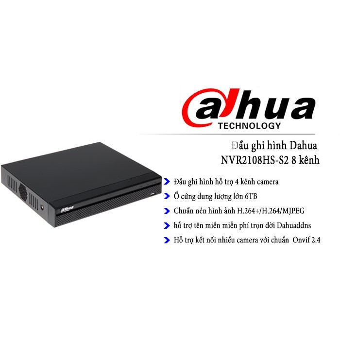 ĐẦU GHI HÌNH 8 Kênh DAHUA NVR2108HS-4KS2 (CHỈ HỖ TRỢ CAMERA NỘI 2.0 )