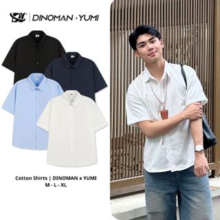  Áo Sơ Mi Ngắn Tay Dinoman x Yumi Chất Liệu Vải Cotton Thấm Hút Tốt Mềm Mại Form Over Size Basic Trẻ Trung - SM015 