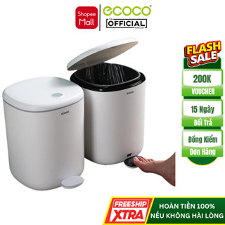 Thùng Rác Đạp Chân ECOCO Cao Cấp Bật Rác E2228 Nắp Kín, Chống Mùi, Chất Liệu Nhựa ABS Nguyên Sinh