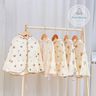 Áo Choàng Chống Có Mũ Nắng Dokma Xô Muslin Mềm Nhẹ Thoáng Khí Cho Bé