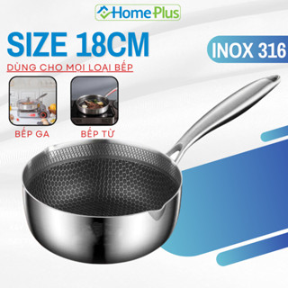 Chảo Chống Dính Sâu Lòng Vân Tổ Ong INOX Không Gỉ Size 18cm Dùng Được Cho Mọi Loại Bếp Chống Xước