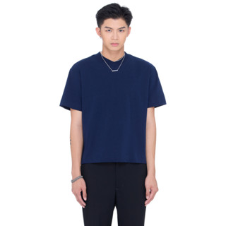  Áo thun trơn unisex Boxy Fit tay ngắn cổ V - BEUTER Blank Navy Boxy V-Neck T-shirt 