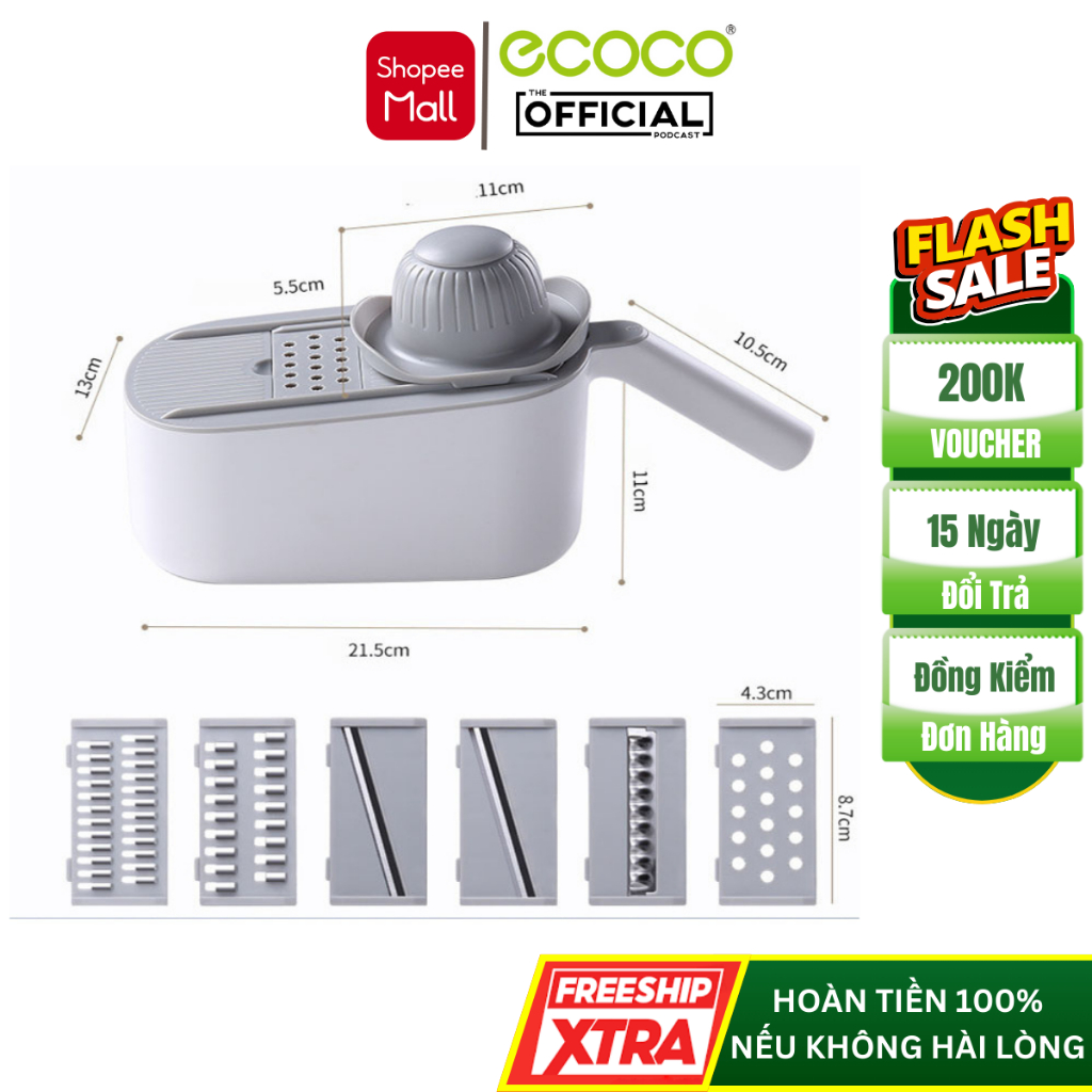 Bộ Nạo Rau Củ Quả 6 Lưỡi Đa Năng ECOCO Cao Cấp, Sản Phẩm Siêu Tiện Ích Cho Gia Đình