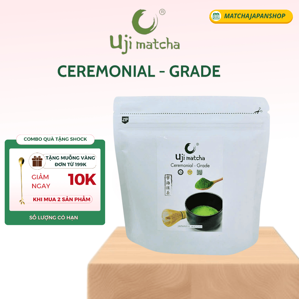 Bột Trà Xanh Matcha Uji Ceremonial Grade Chính Hãng Công Nghệ Nhật Bản, Dùng Trong Pha Chế Đồ Uống, Làm Bánh 50GR/100GR