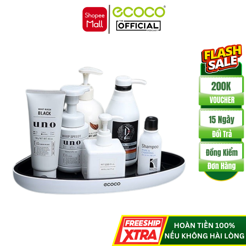 Kệ Góc Đa Năng Dán Tường ECOCO Để Đồ Nhà Tắm, Kệ Để Đồ Gắn Tường Chất Liệu Nhựa ABS, Hàng Chính Hãng