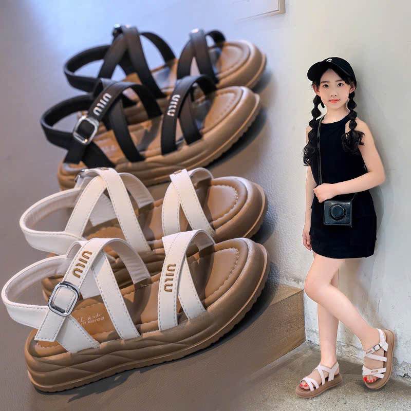 Dép sandal dép quai hậu Miu đan chéo kiểu dáng vintage cho bé gái