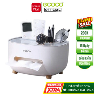 Hộp Đựng Giấy Ăn ECOCO Cao Cấp, Hộp Giấy Ăn Để Bàn E2009 Có Ngăn Để Đồ Đa Năng Chất Liệu Nhựa ABS