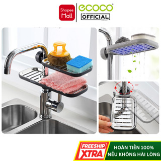Giá Đỡ Xà Phòng Gắn Vòi ECOCO E1913, Kệ Để Đồ Rửa Chén Bát Chất Liệu INOX 304 Cao Cấp