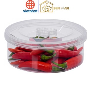 Hộp lạnh tròn nắp vặn 400ml nhựa VIỆT NHẬT - Trong suốt, đựng thực phẩm, đồ ăn để tủ lạnh - 6612