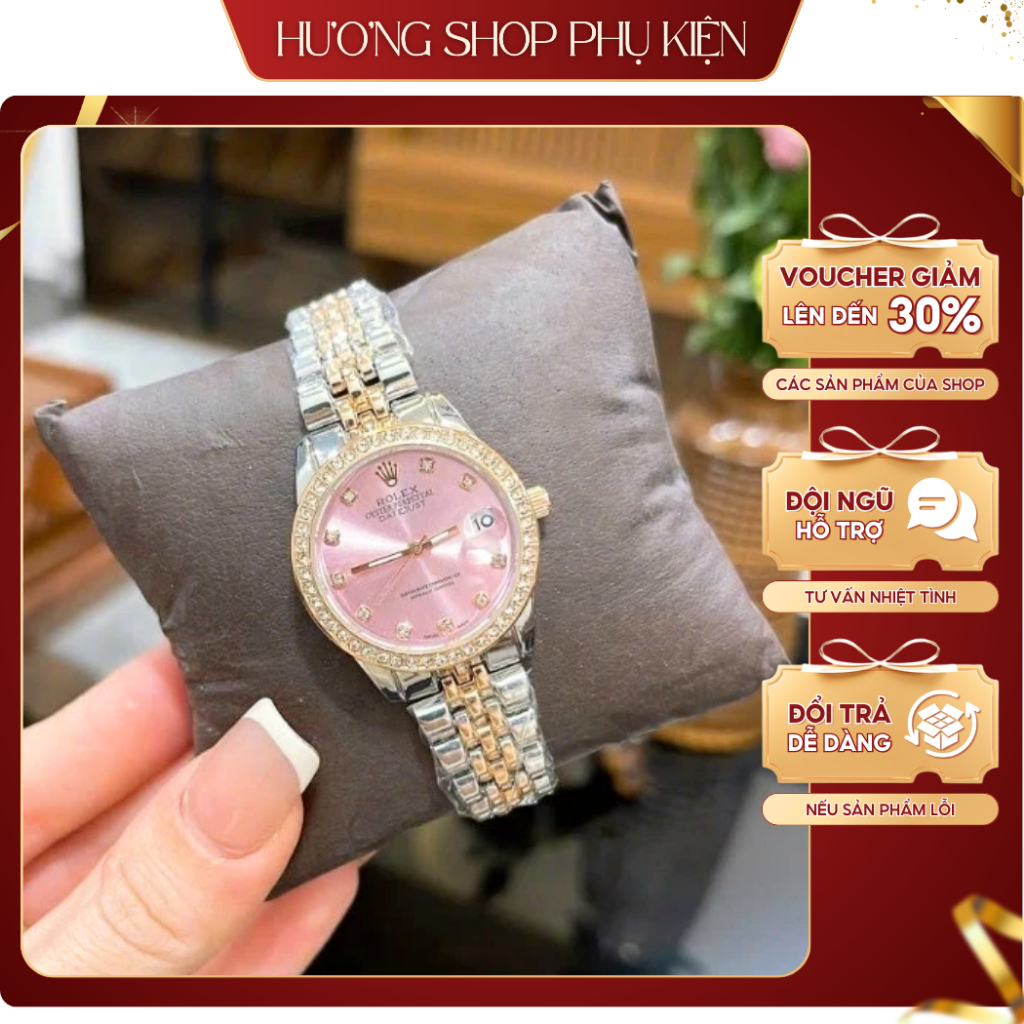 Cao Cấp Đồng Hồ Nữ Rolexx Mặt Tròn Nhiều Màu, Đồng Hồ Đeo Tay Dây Thép Đúc Đặc Sang Trọng, BH 6 Thán