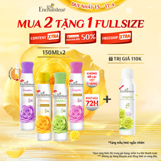 [TẶNG FULLSIZE] Combo 2 Xịt khử mùi Enchanteur khô thoáng 72 giờ, cảm giác tươi mát sảng khoái lâu dài 150ml
