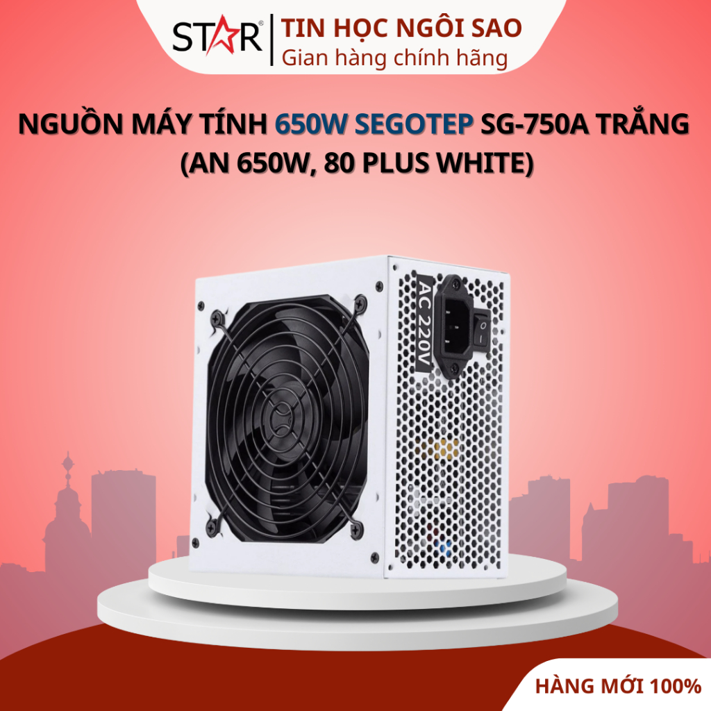Nguồn Máy Tính 650W Segotep SG-750A Trắng (AN 650W, 80 PLUS White) - Bảo hành 36 tháng
