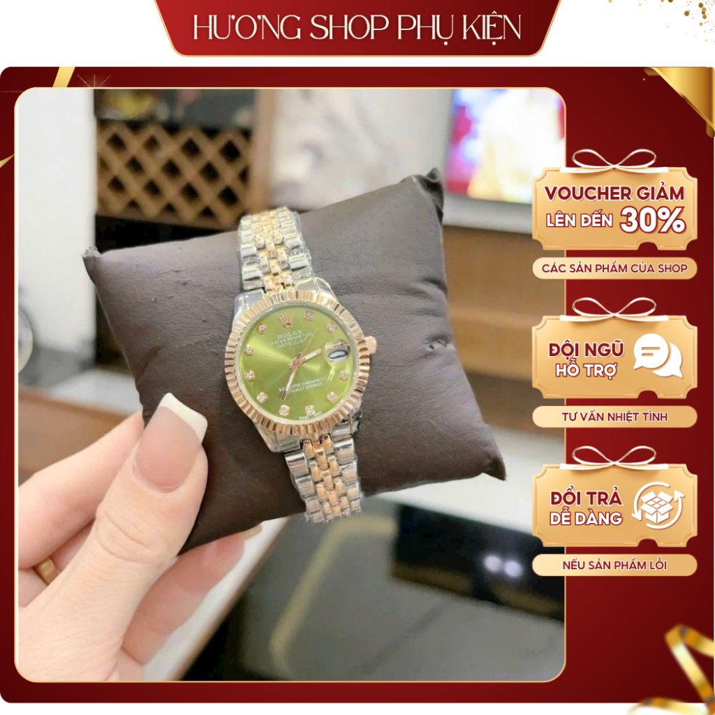 Cao Cấp Đồng Hồ Đeo Tay Rolexx Nữ Mặt Băm Nhiều Màu, Dây Thép Đúc Nguyên Khối Sang Chảnh, Chống Xước