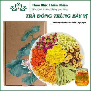  Trà Đông Trùng Bảy Vị Thảo Mộc Thiên Nhiên tăng cường sức khỏe đẹp da an thần ngủ ngon Hộp 30 Gói 