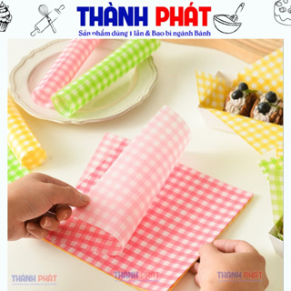 100 Giấy Lót Bánh Caro -  Giấy Nến Lót Hộp Bánh Bento, Mochi, Bánh Mây, Hộp Bã Mía, Giấy Thấm Dầu Hoạ Tiết 18*18 (cm)