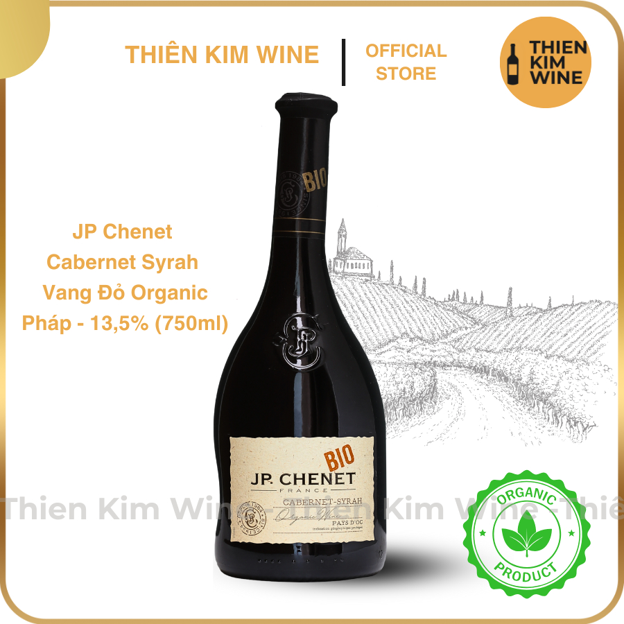 [Chính Hãng] - Rượu Vang (Vẹo) Đỏ Pháp JP Chenet Bio Cabernet Syrah Organic Wine PAYS D'OC - 750ml (