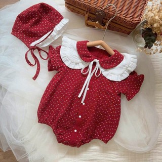  Bodysuit Body chip kèm yếm và mũ cho bé gái vải xô muslin Áo liền quần mùa hè bé gái SLH234 