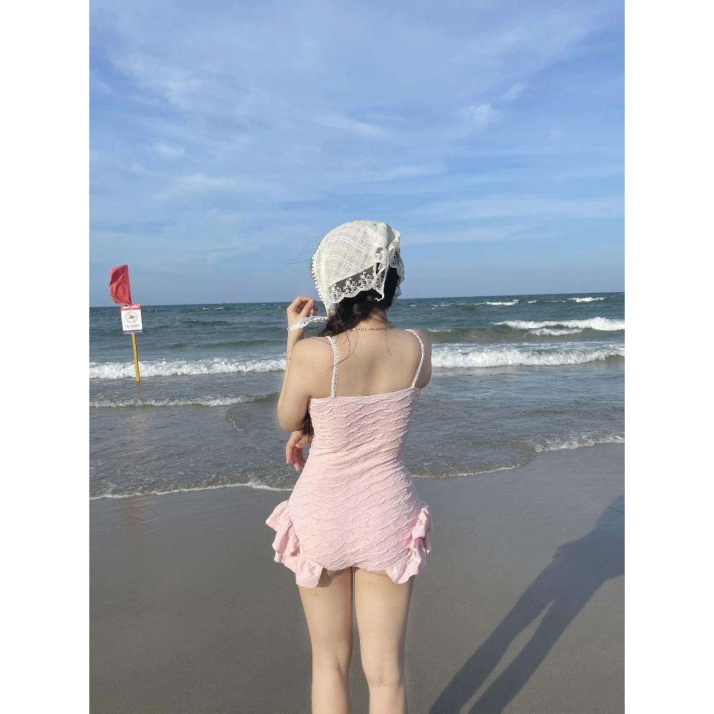 Swimsuit  Đầm Hai dây Nữ Bikini Đi Biển Váy Liền Sexy Quyến Rũ Màu Trắng Kem, Hồng Có Mút Ngực Hàng Thiết Kế - Mã M05 | BigBuy360 - bigbuy360.vn