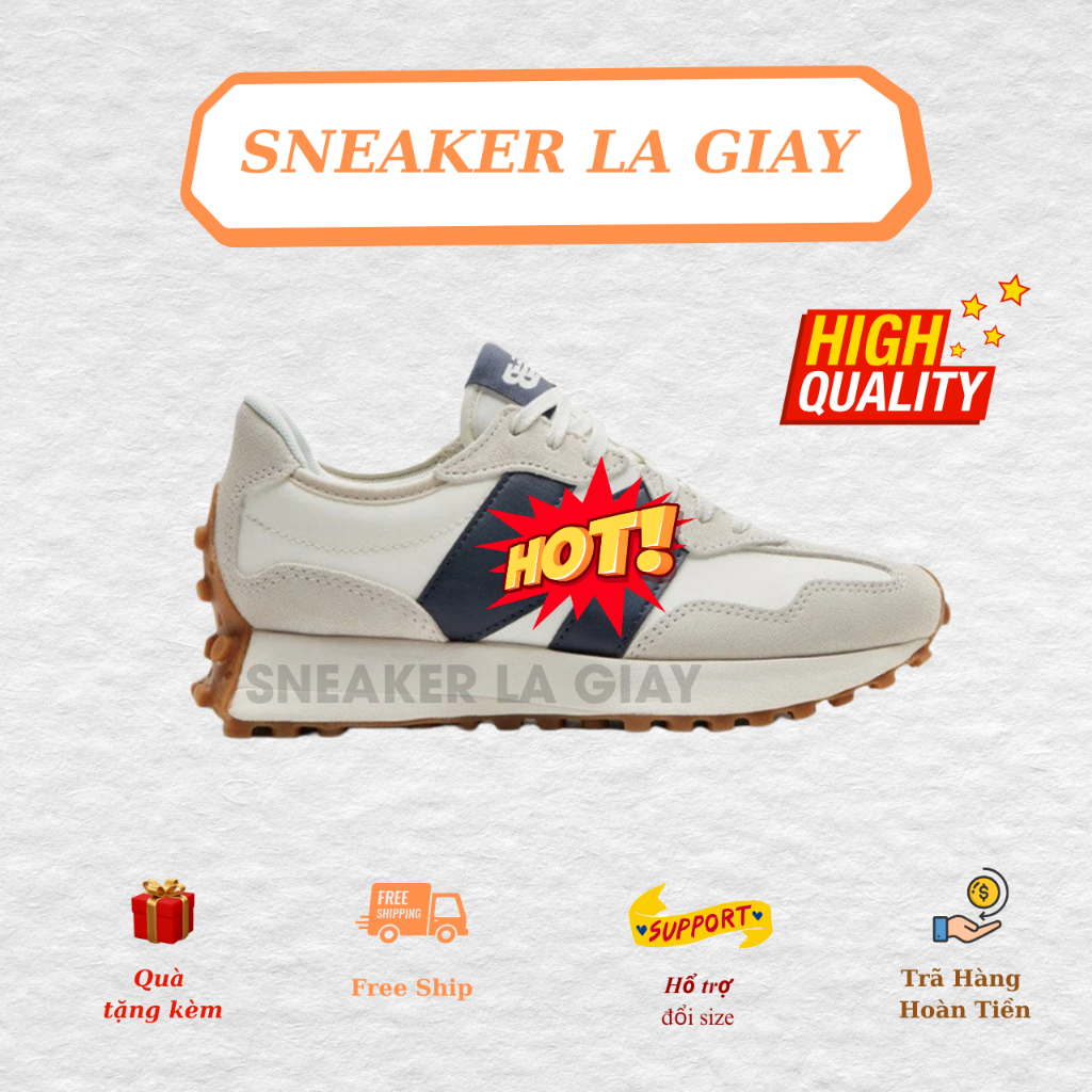 Giày Sneaker 327 Grey Navy Đế Gai - High Quality Fullbox