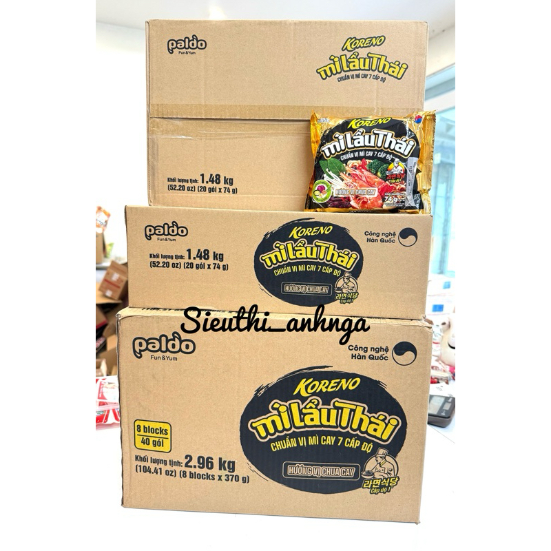  Thùng 20 gói Mì Lẩu Thái koreno x 74g 