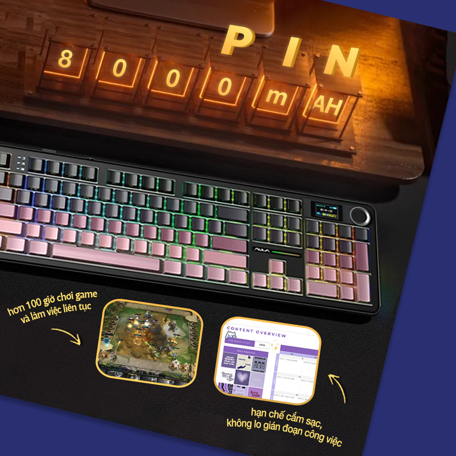 [CHÍNH HÃNG] Bàn phím cơ Aula F108 Pro & S87Pro - Bàn phím Bluetooth,  3 mode kết nối, Hotswap, Led RGB, Keycap PBT | BigBuy360 - bigbuy360.vn