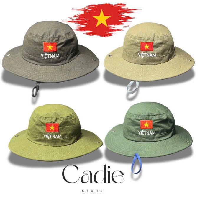 Mũ bucket cao bồi chống nắng CỜ ĐỎ SAO VÀNG CADIE STORE VN cho nam nữ, nón tai bèo vành rộng chống NẮNG