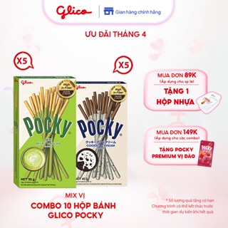 Combo 10 hộp Bánh que Glico Pocky Happy Set I mix vị (5 Cookies & Cream - 5 Matcha)
