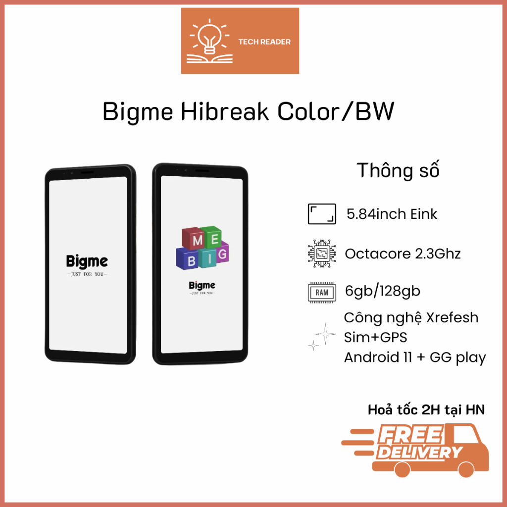 Máy đọc sách Điện thoại Bigme Hibreak Black White/ Color - Màn eink màu Có sim Có gps | BigBuy360 - bigbuy360.vn