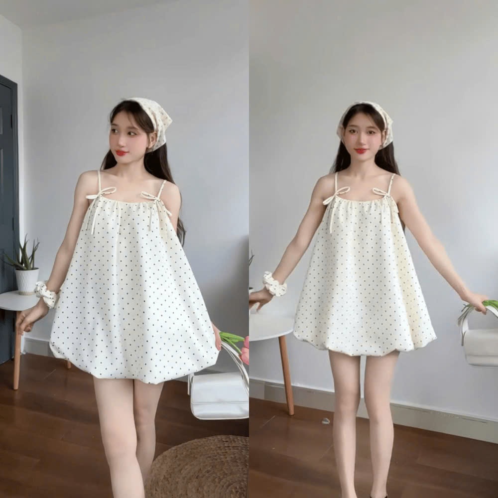 Váy 2 Dây Chấm Bi Kèm Quần Bảo Hộ 2001 Clothing