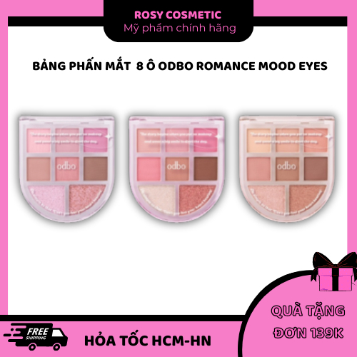 [ODBO] Bảng Phấn mắt 8 Ô Odbo Romance Mood Eye Palette OD2023 gồm ánh nhũ và màu lì hàng chuẩn nội đ