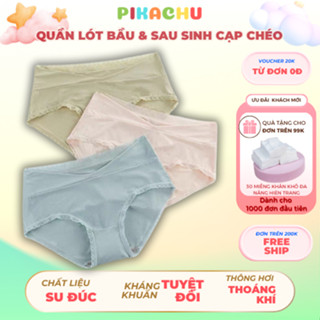 Quần Lót Bầu Và Sau Sinh Cạp Chéo Chất Vải Su Đúc Kháng Khuẩn Thoáng Khí, Thông Hơi Size tới 90kg
