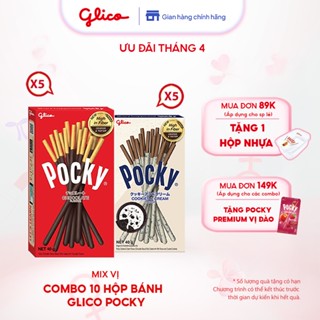 Combo 10 hộp Bánh que Glico Pocky Happy Set B mix vị (5 Socola - 5 Cookies & Cream)