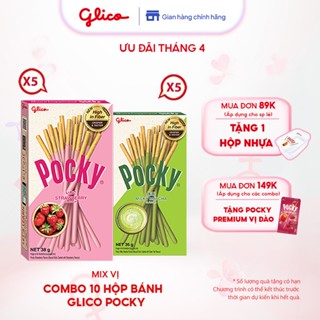 Combo 10 hộp Bánh que Glico Pocky Happy Set G mix vị (5 Dâu - 5 Matcha)