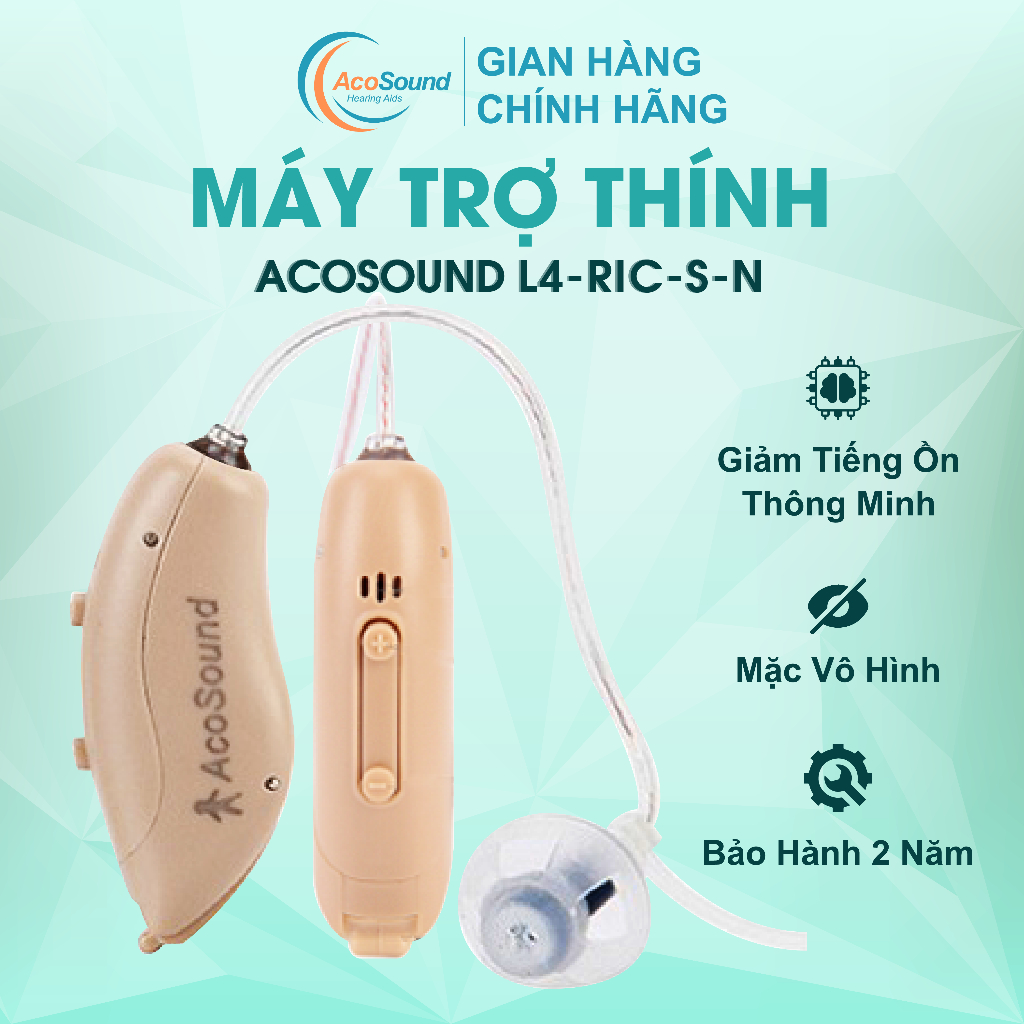 Máy trợ thính Acosound L4-RIC-S-N - Thiết Kế Nhỏ Gọn, Micro Định Hướng, Pin A312 Bền Bỉ