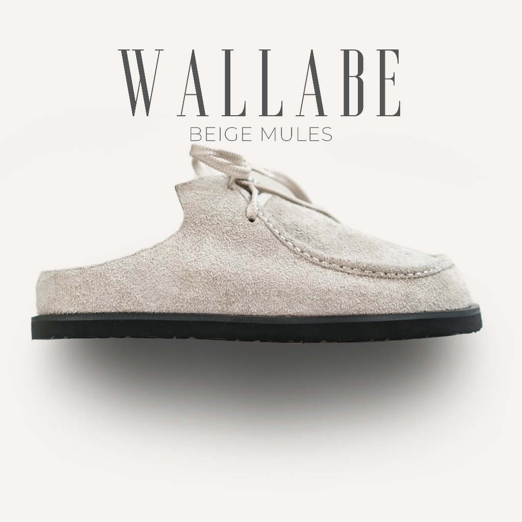 Dép sục nam da lộn siêu nhẹ WALLABE BEIGE thời trang êm chân, dép da Tonkin