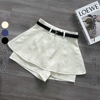 Quần Giả Váy Nữ BIGSIZE Dáng Ngắn [Kèm Đai Lưng], Chất Liệu Xước Hàn Ép Mùng 2 Lớp Xoè A Đứng Form TA-868