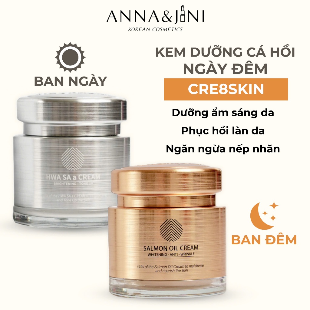Kem cá hồi ngày Hwa SA Cream - Kem cá hồi đêm Salmon Oil Cream CRE8SKIN