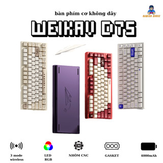 Bàn phím cơ không dây Nhôm CNC WEIKAV D75 - 3 mode - Led RGB - Mạch xuôi - Driver marco - nhôm Anode