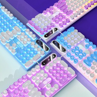 Bàn phím YINDIAO K600 giả cơ nút tròn nhiều màu sắc và có đèn led xuyên phím chuyên game