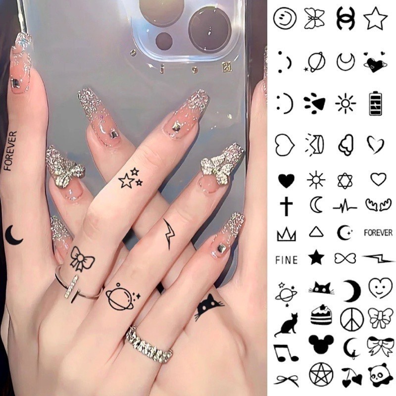 lichee1🌷Hình Xăm Dán Tạm Thời Chống Nước Lâu Trôi Hình Mặt Trăng Ngôi Sao Cá Tính Cho Nam Và Nữ