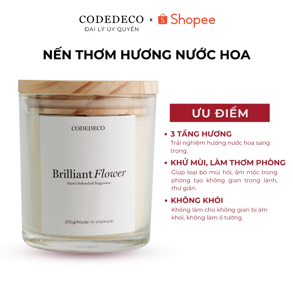 Nến thơm hương nước hoa CODEDECO Brilliant Flower 105g - 205g