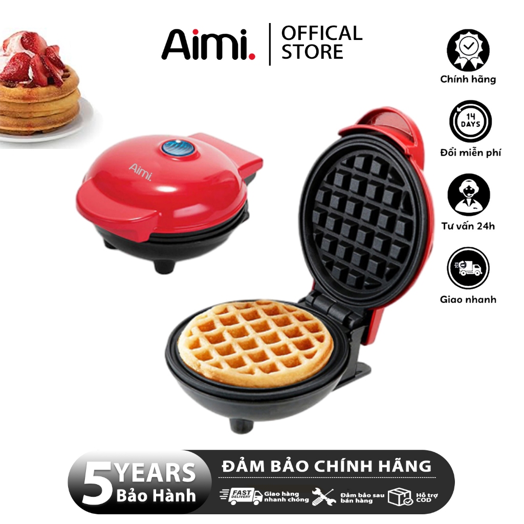 Máy Làm Bánh Kẹp Máy Nướng Bánh Máy Làm Bánh Quế Bánh Tổ Ong / Trái Tim Waffle Màu Đỏ Máy Làm Sữa