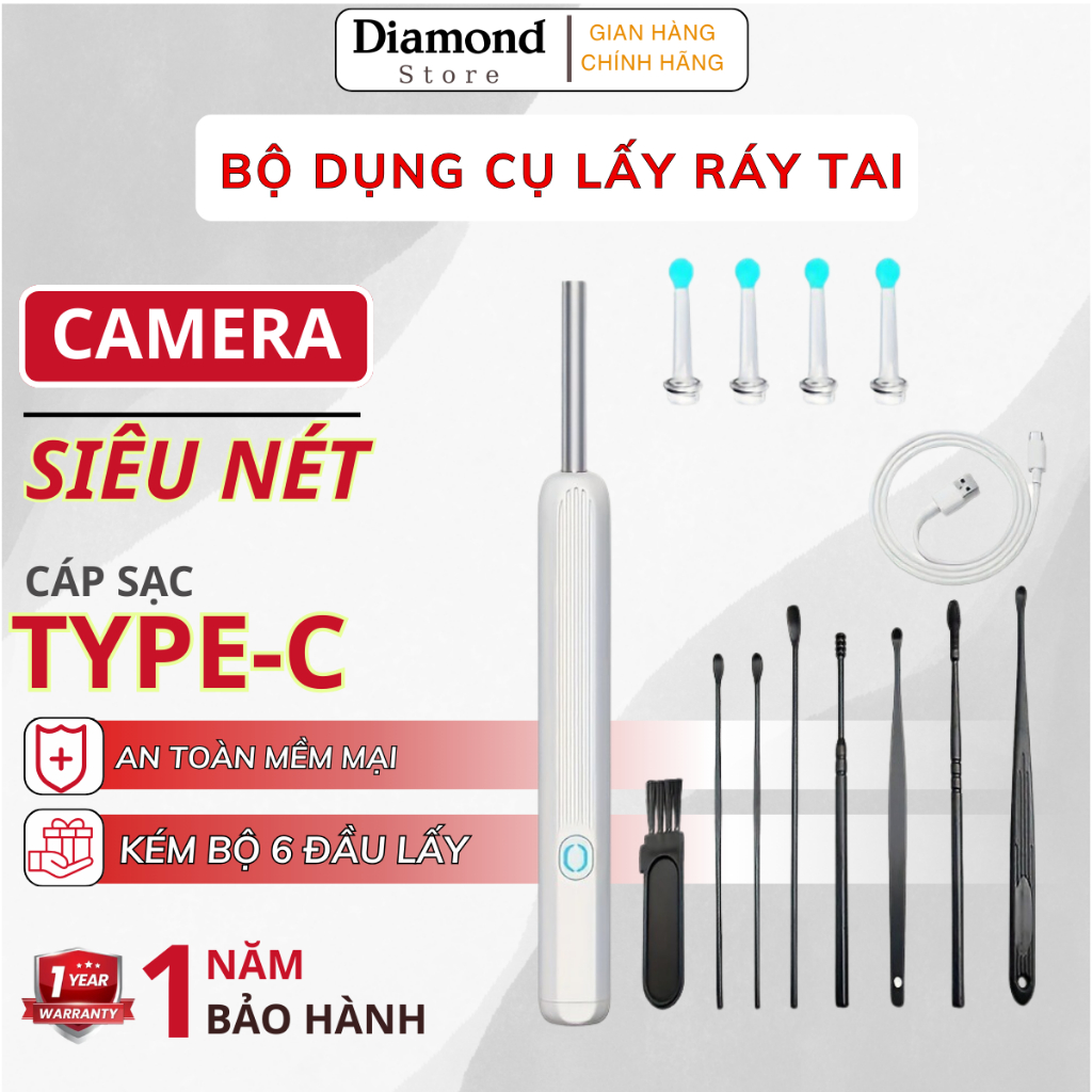 Dụng Cụ Lấy Ráy Tai NE3 Pro Có Gắn Camera Nội Soi Đa Năng Hình Ảnh Sắc Nét Bảo Hành 12 Tháng.