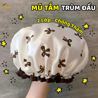  Mũ Ủ Tóc Trùm Tóc Khi Tắm Họa Tiết Nơ Co Giãn Tốt Mũ Tắm Trùm Tóc 2 Lớp Chống Nước My Home 